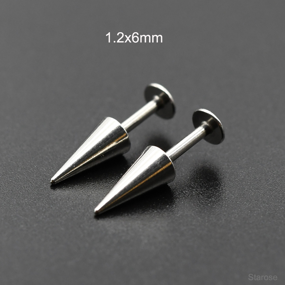 Body Jewelry Vertical Labret - Starose 2Pcs Gothic Cone Stainless Steel
