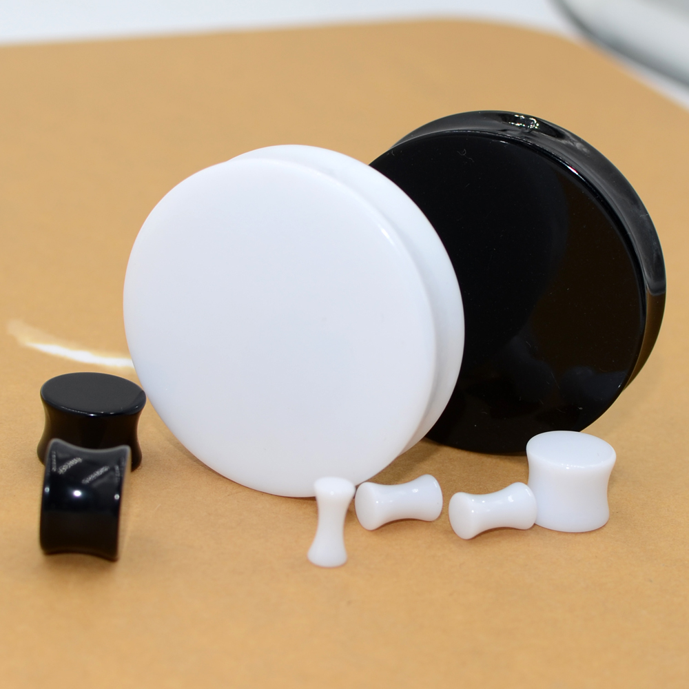 Body Jewelry Gauge Sizes - 2Pair Acrylic Ear plugs White&Black Large