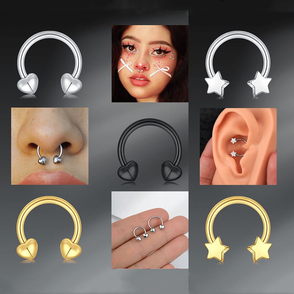 Body Jewelry Men - 1pc 16G Stainless Steel Star Heart