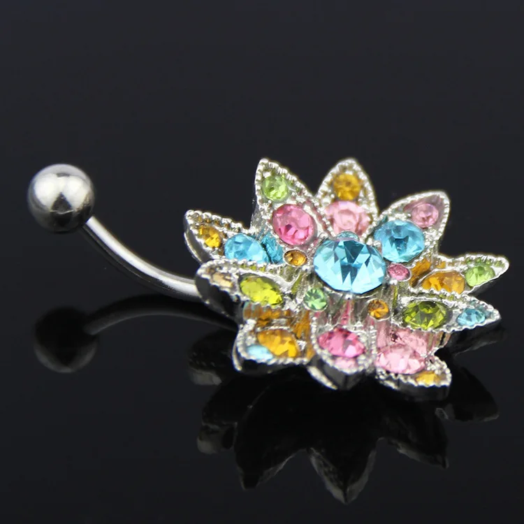 Body Jewelry Hot - Hot Stainless Steel Cz Crystal Flower