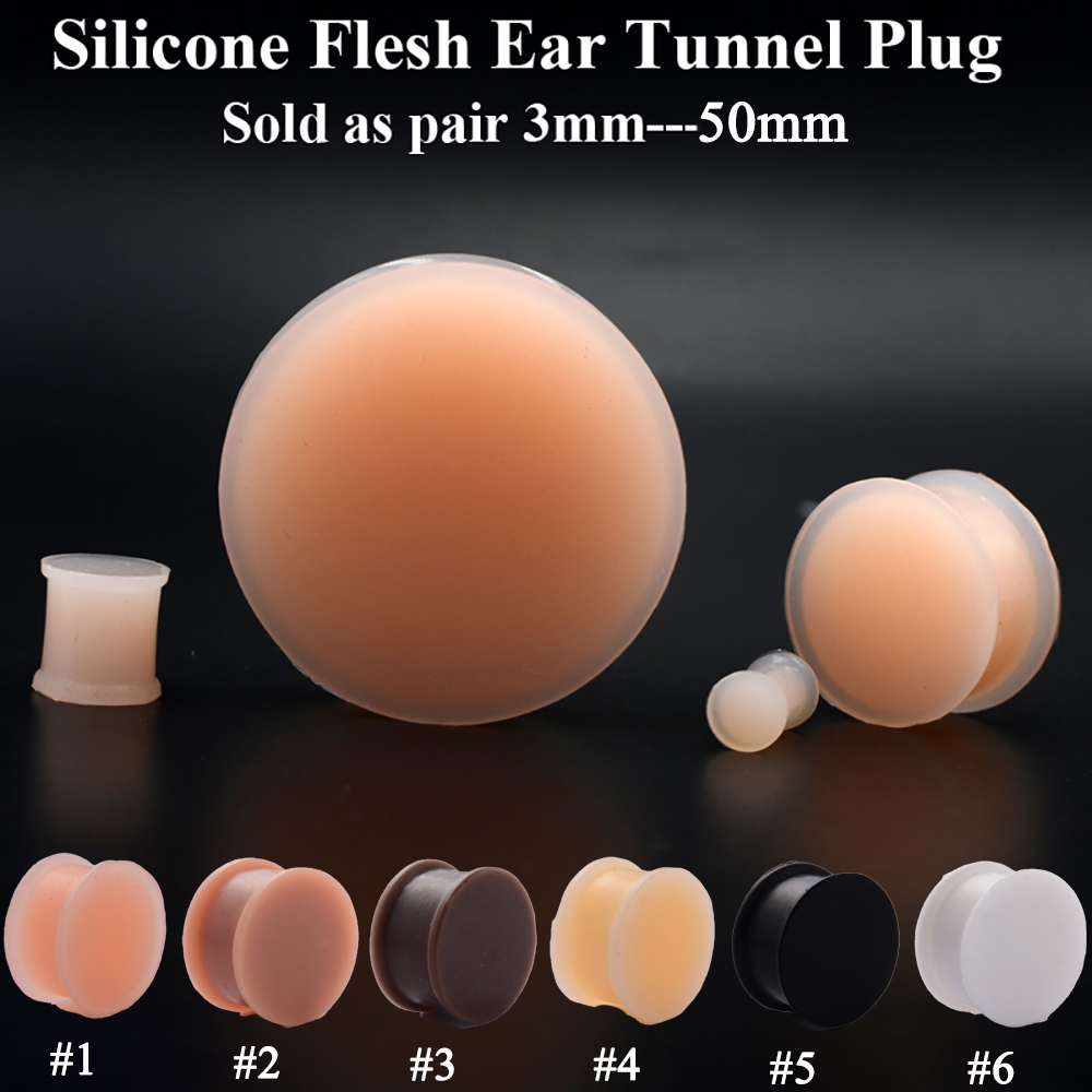 Body Jewelry Gauge Sizes - 1 Pair Silicone Flexible Thick Ear