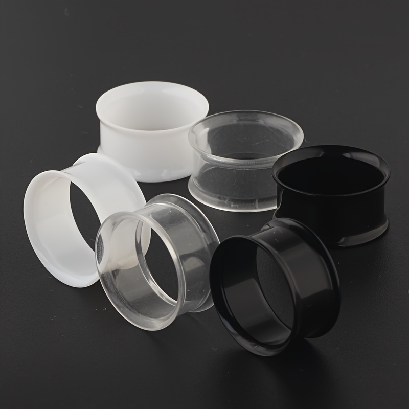 Body Jewelry Gauge Sizes - 6pcs Hollow Acrylic Double Flared Saddle