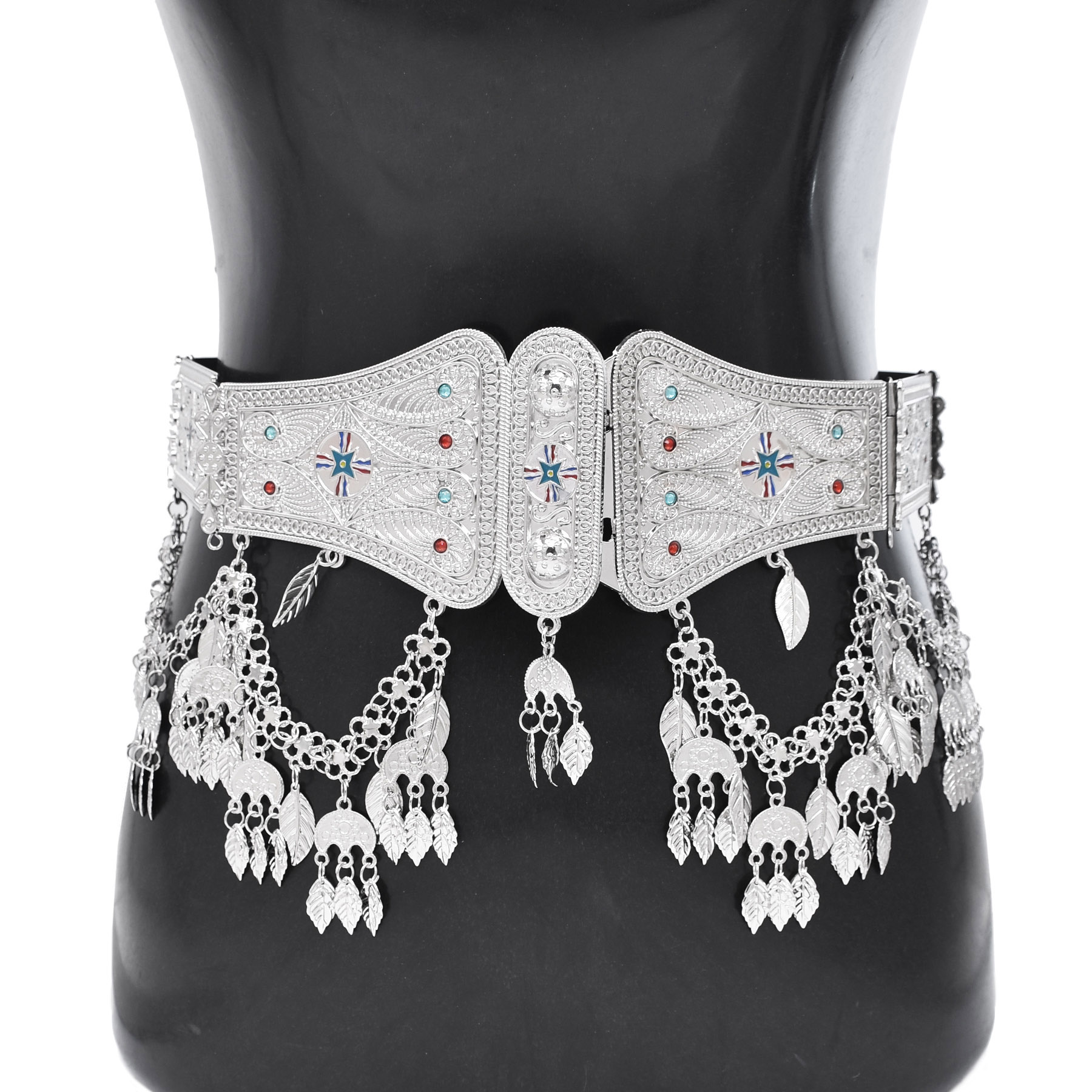 Body Jewelry Indian - Silver Plated Moroccan Caftan Belt Heart