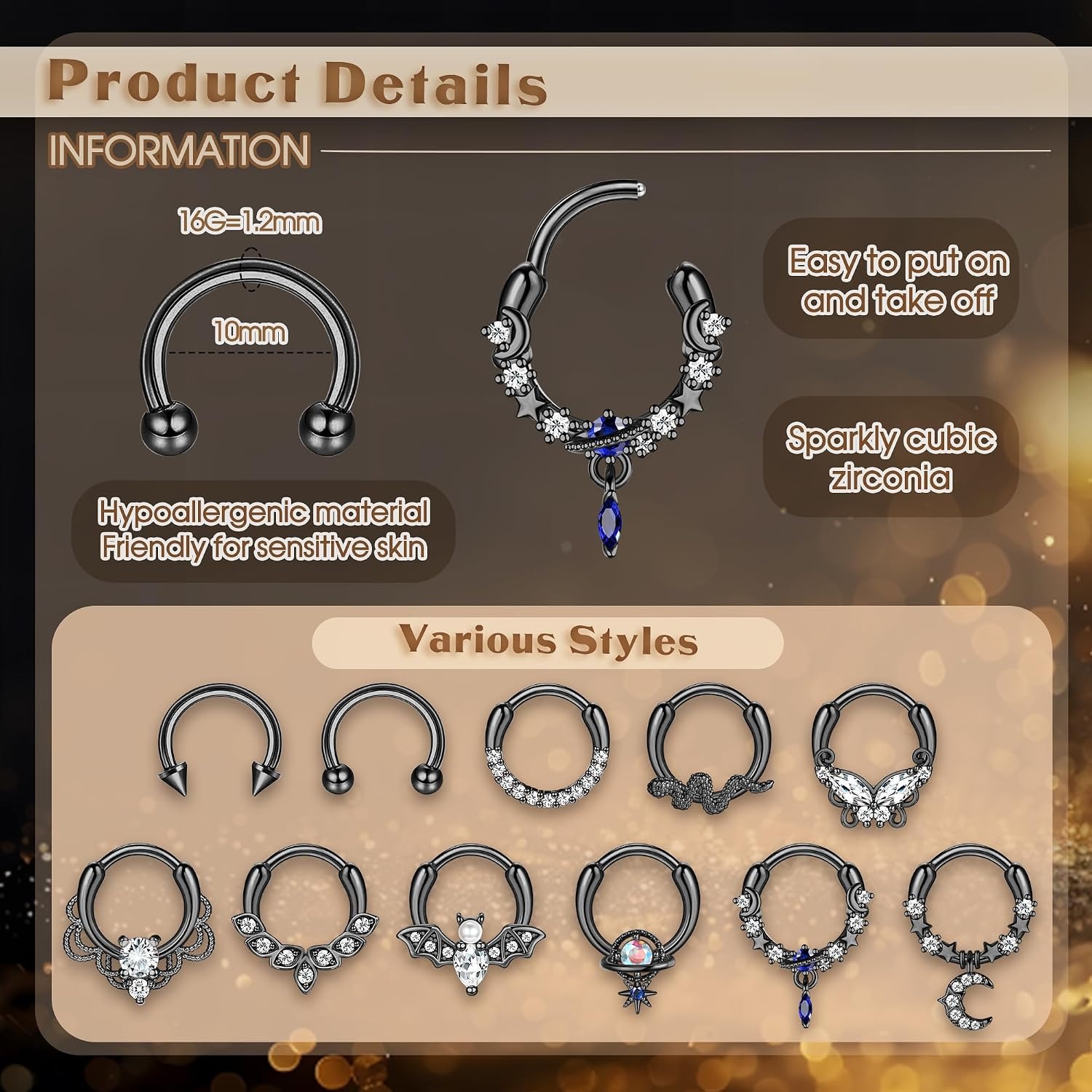 FASACCO Septum Rings Septum Pi - Body Jewelry For Sensitive Skin ulasan dan harga