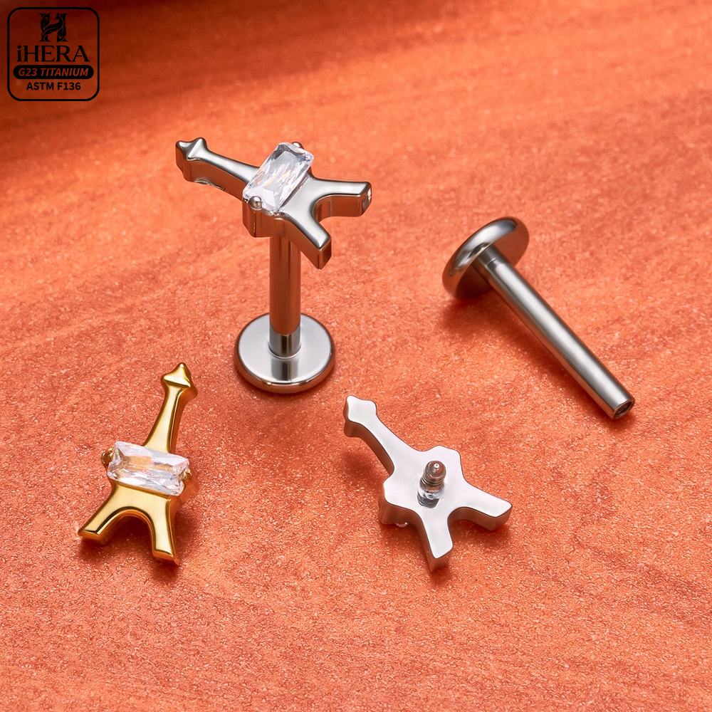 F136 Titanium Piercing Stud Co - Body Jewelry Vertical Labret ulasan dan harga