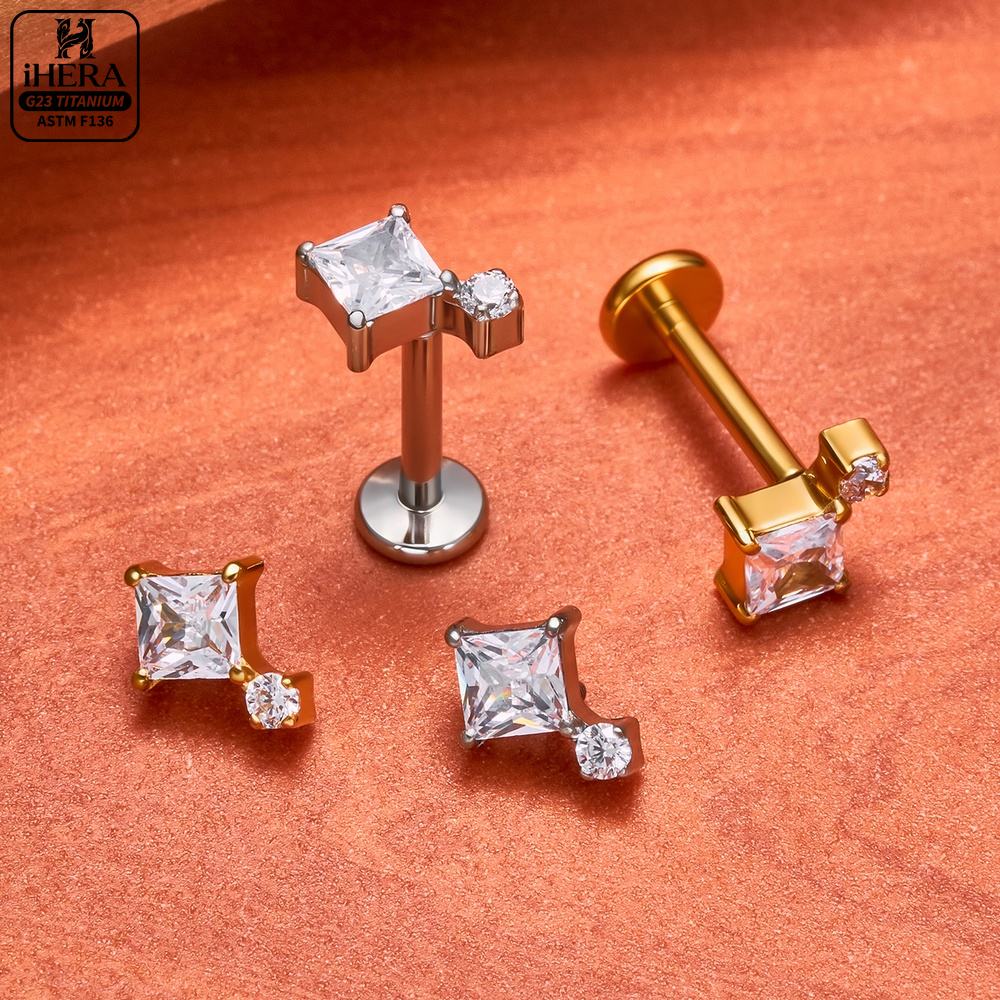 F136 Titanium Piercing Stud Co - Body Jewelry Vertical Labret ulasan dan harga