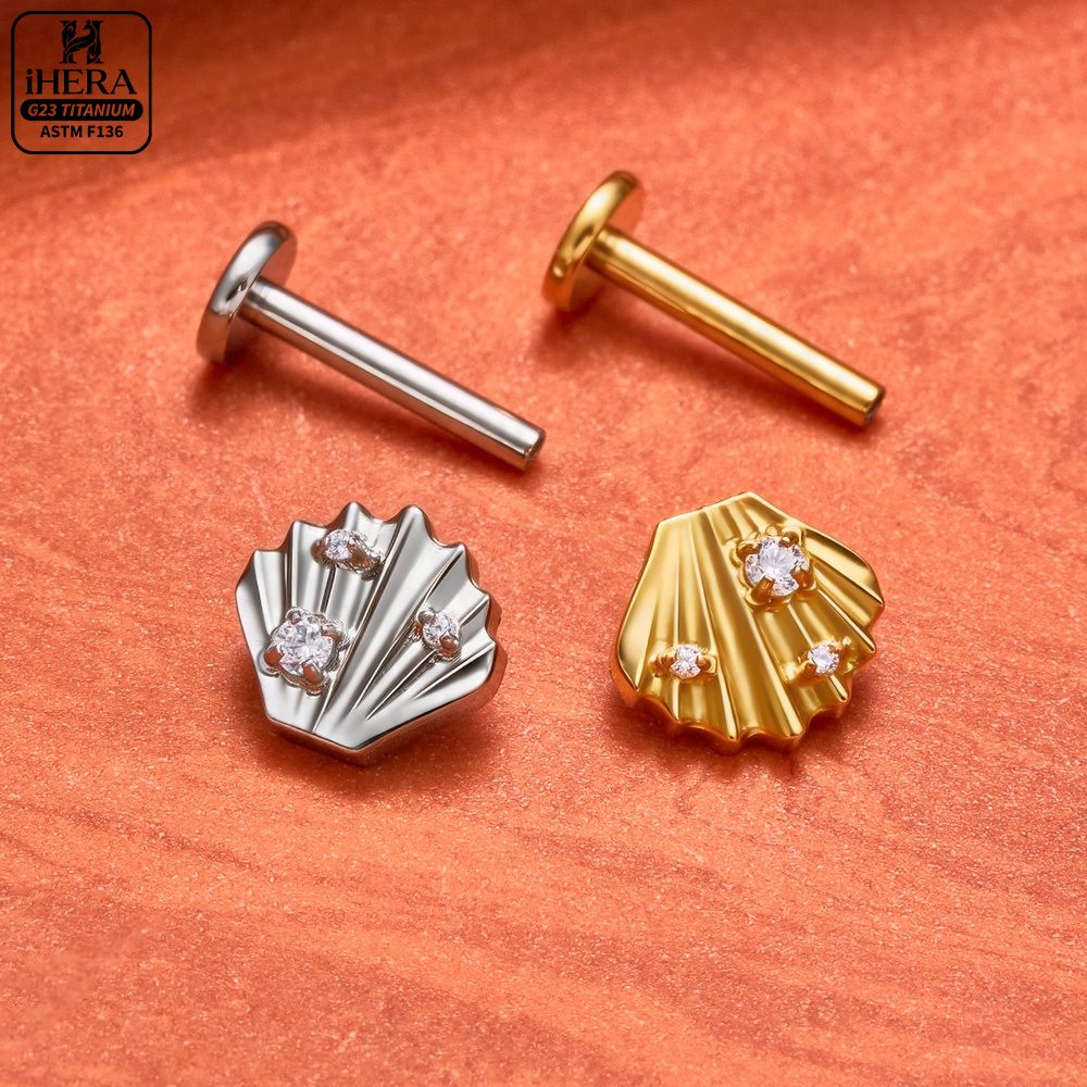F136 Titanium Piercing Stud Co - Body Jewelry Vertical Labret ulasan dan harga