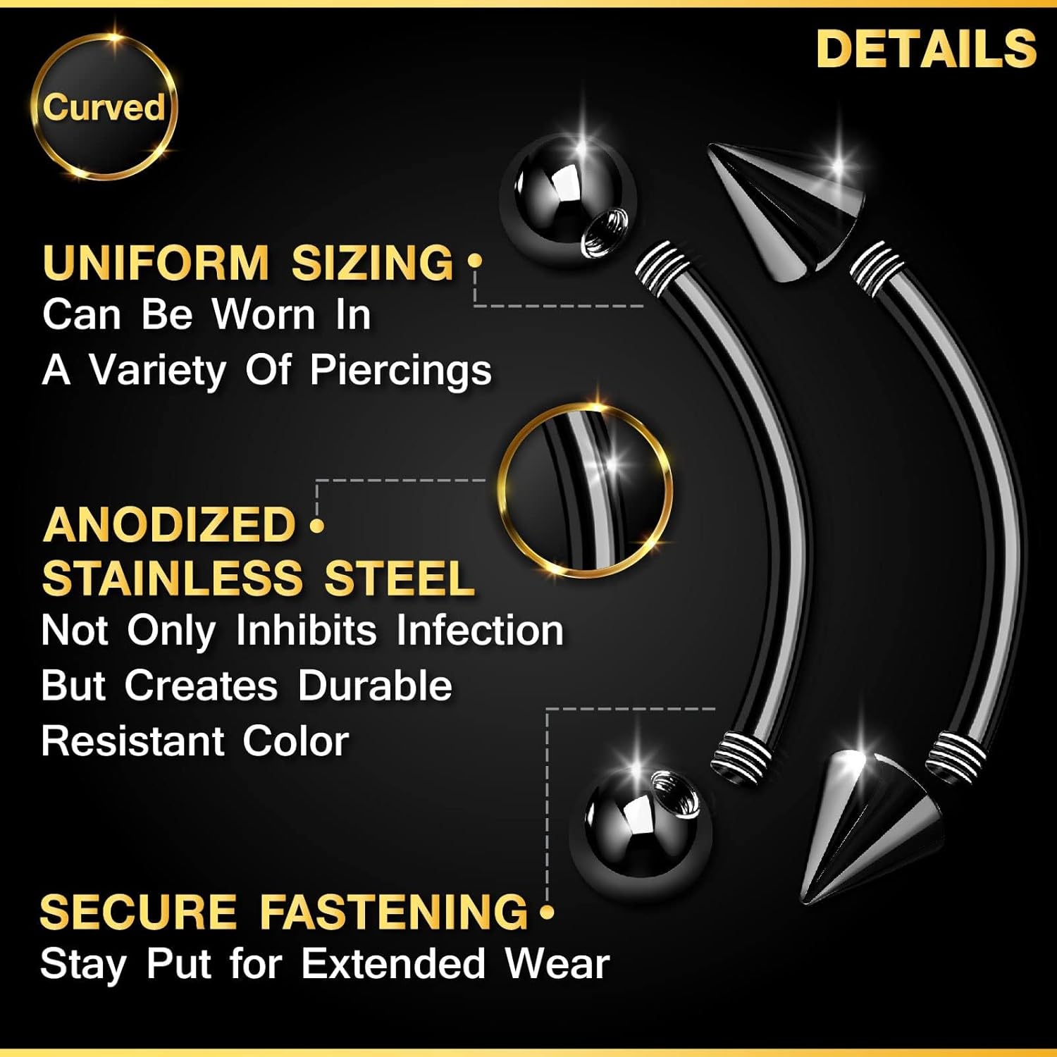 32pc/set Surgical Steel Curved - Body Jewelry Vertical Labret ulasan dan harga
