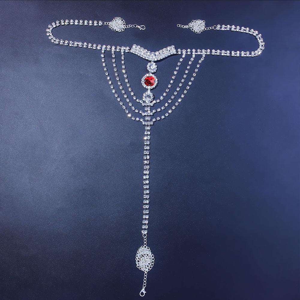 Sexy Body Chain Lingerie Red C - Body Jewelry Rhinestone ulasan dan harga