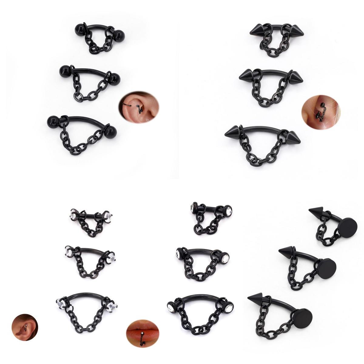 3pcs Stainless Steel 16G Chain - Body Jewelry Vertical Labret ulasan dan harga