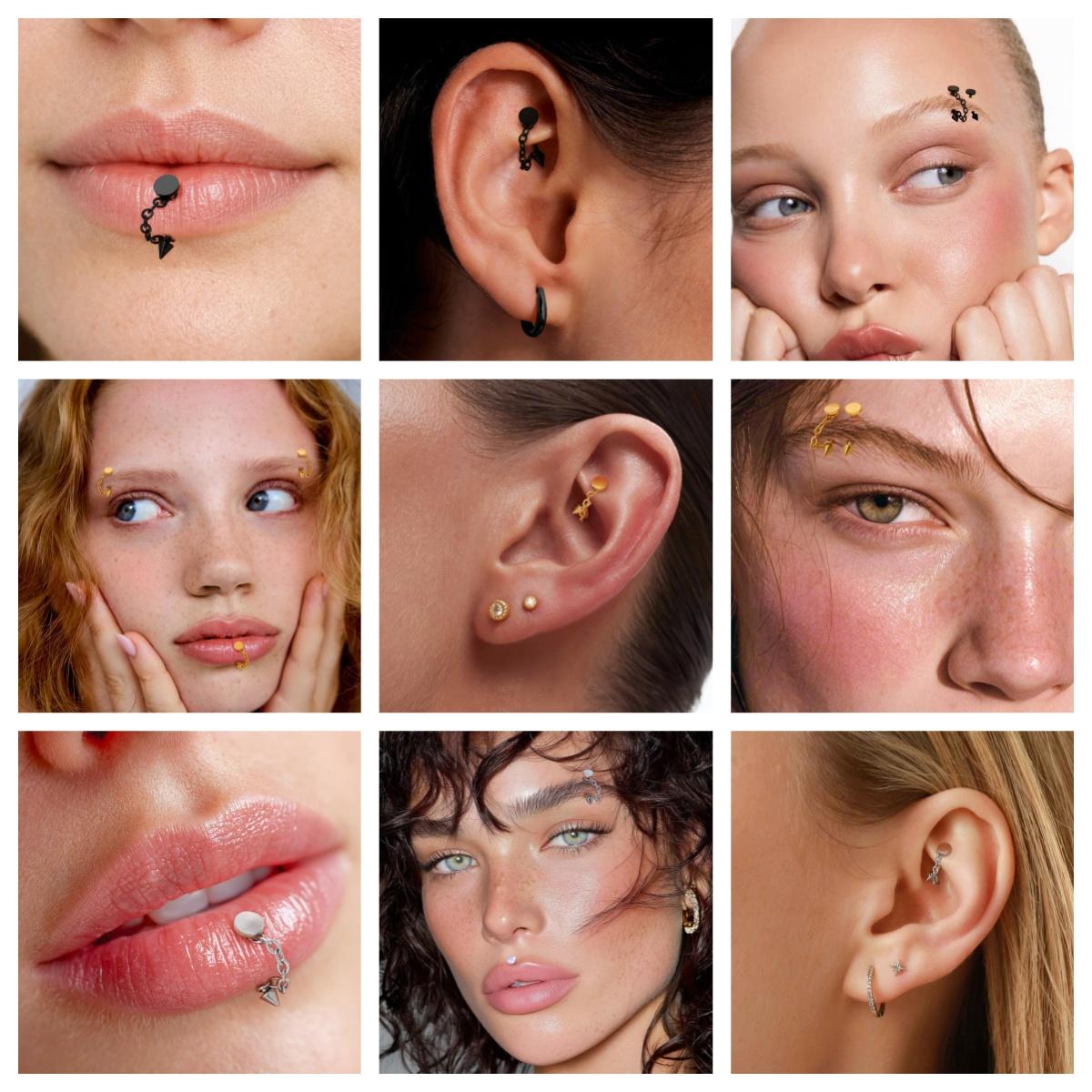 3pcs Stainless Steel 16G Chain - Body Jewelry Vertical Labret ulasan dan harga