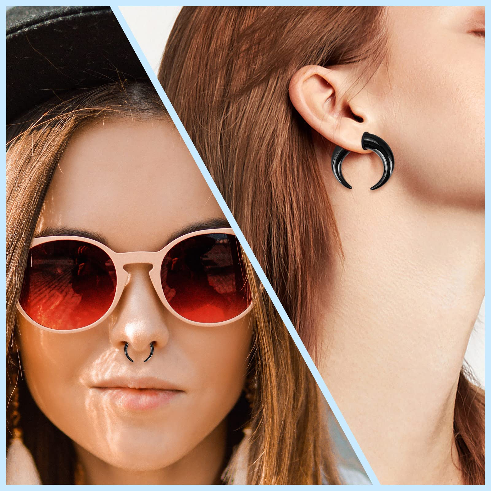 18Pcs Acrylic Septum Pincher T - Body Jewelry Gauge Sizes ulasan dan harga