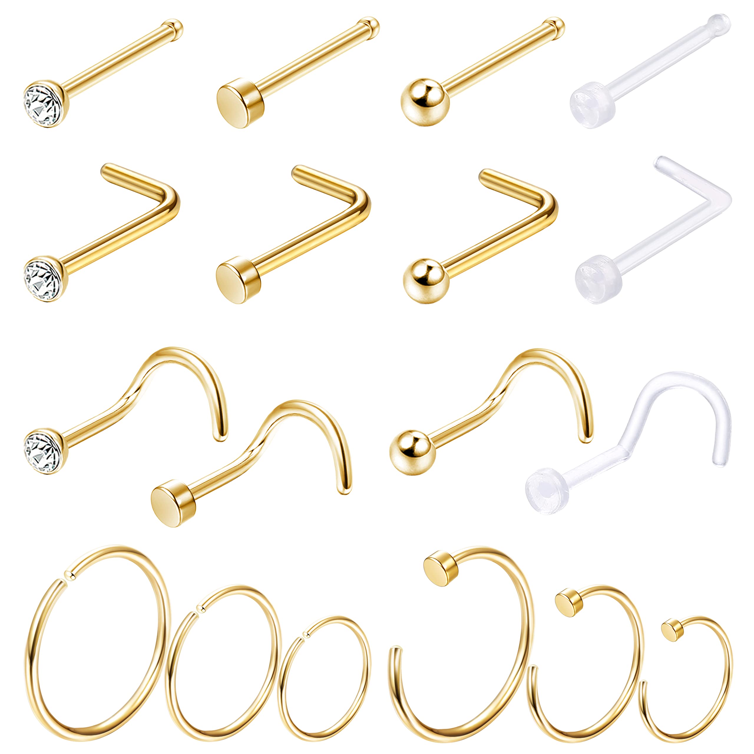 1PCS/18PCS Hypoallergenic Nose - Body Jewelry For Sensitive Skin ulasan dan harga