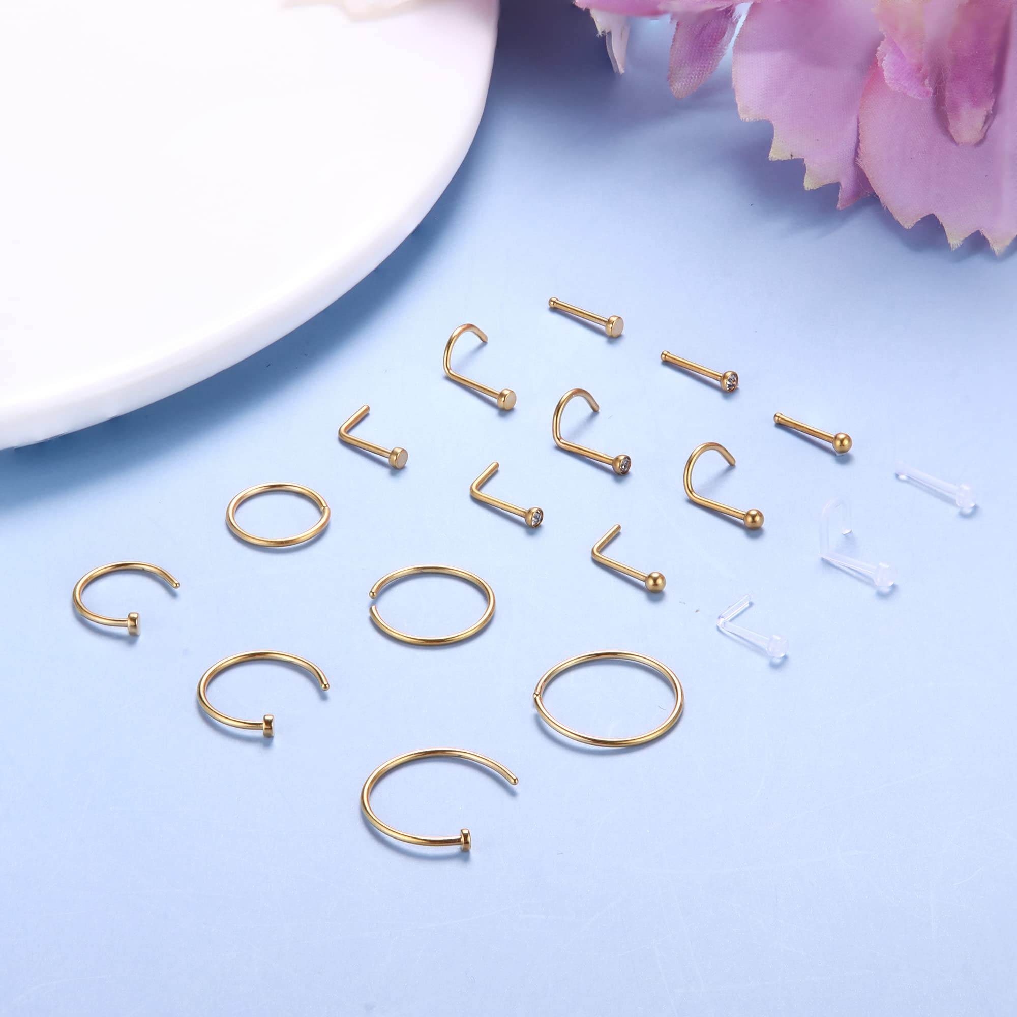 1PCS/18PCS Hypoallergenic Nose - Body Jewelry For Sensitive Skin ulasan dan harga