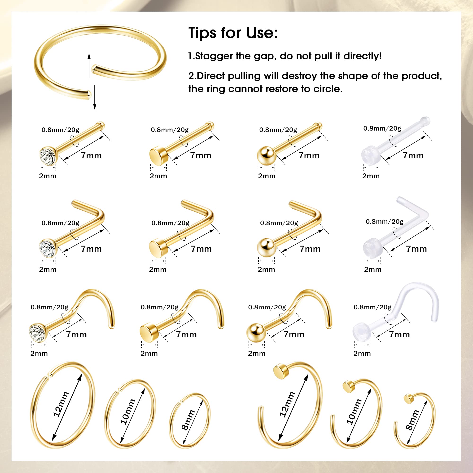 1PCS/18PCS Hypoallergenic Nose - Body Jewelry For Sensitive Skin ulasan dan harga