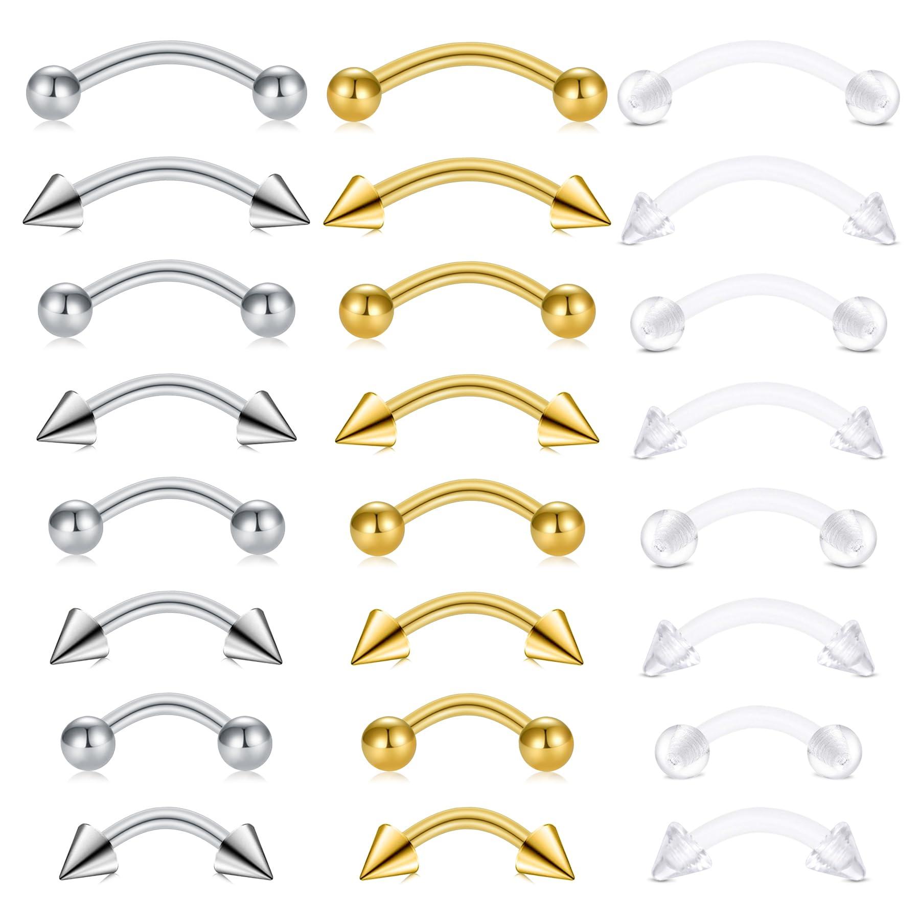 24pcs 16G Stainless Steel Curv - Body Jewelry Vertical Labret ulasan dan harga