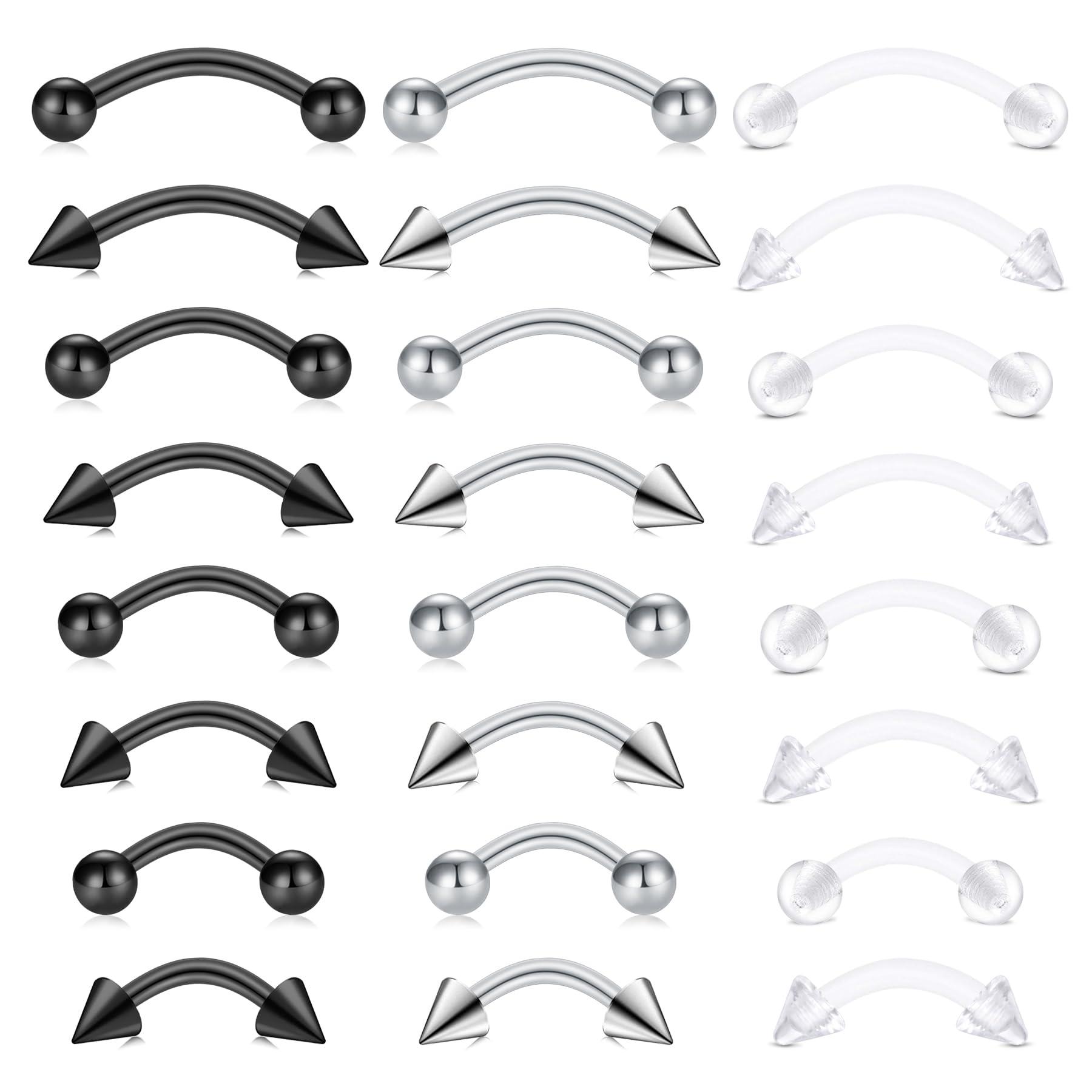 24pcs 16G Stainless Steel Curv - Body Jewelry Vertical Labret ulasan dan harga