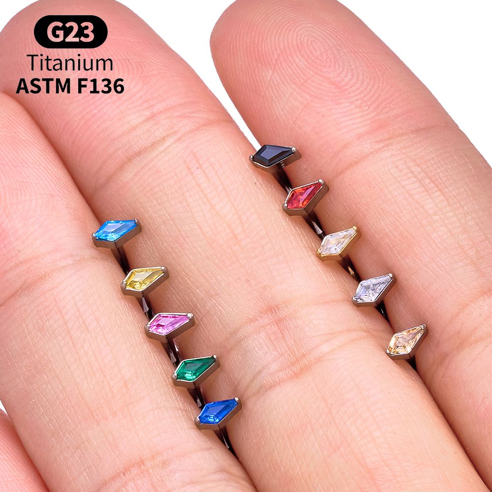 Titanium Kite CZ Internal Thre - Body Jewelry Vertical Labret ulasan dan harga
