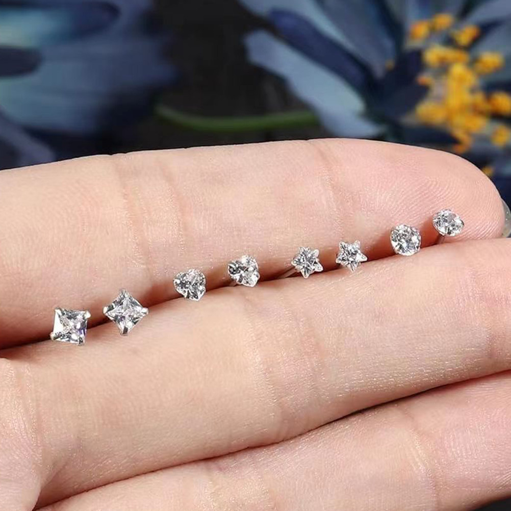 12Pcs Nose Studs Stylish L Sha - Body Jewelry For Sensitive Skin ulasan dan harga