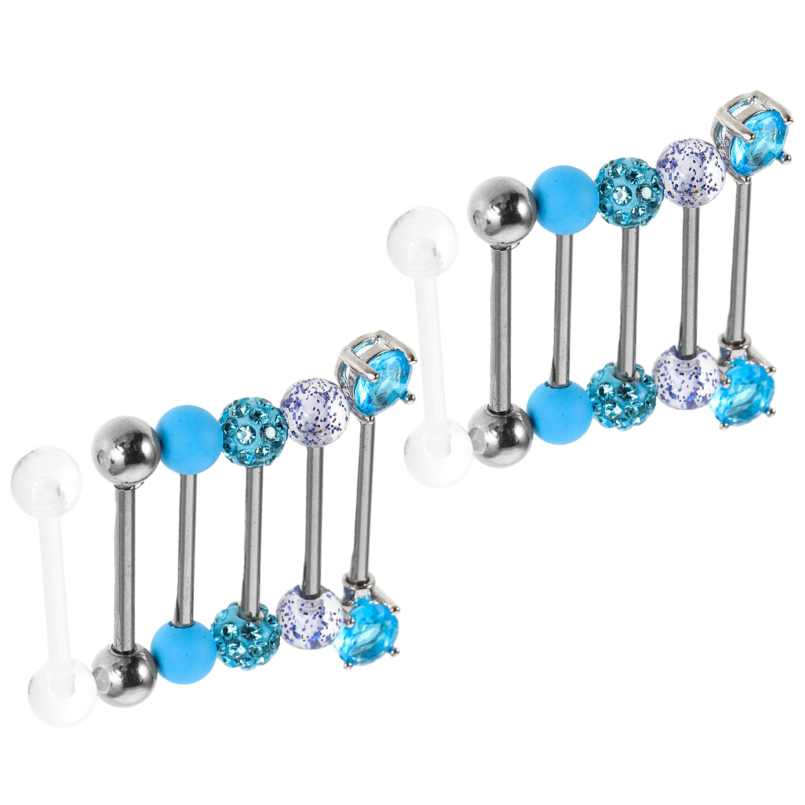 12Pcs Crystal Tongue Rings Sta - Body Jewelry For Sensitive Skin ulasan dan harga