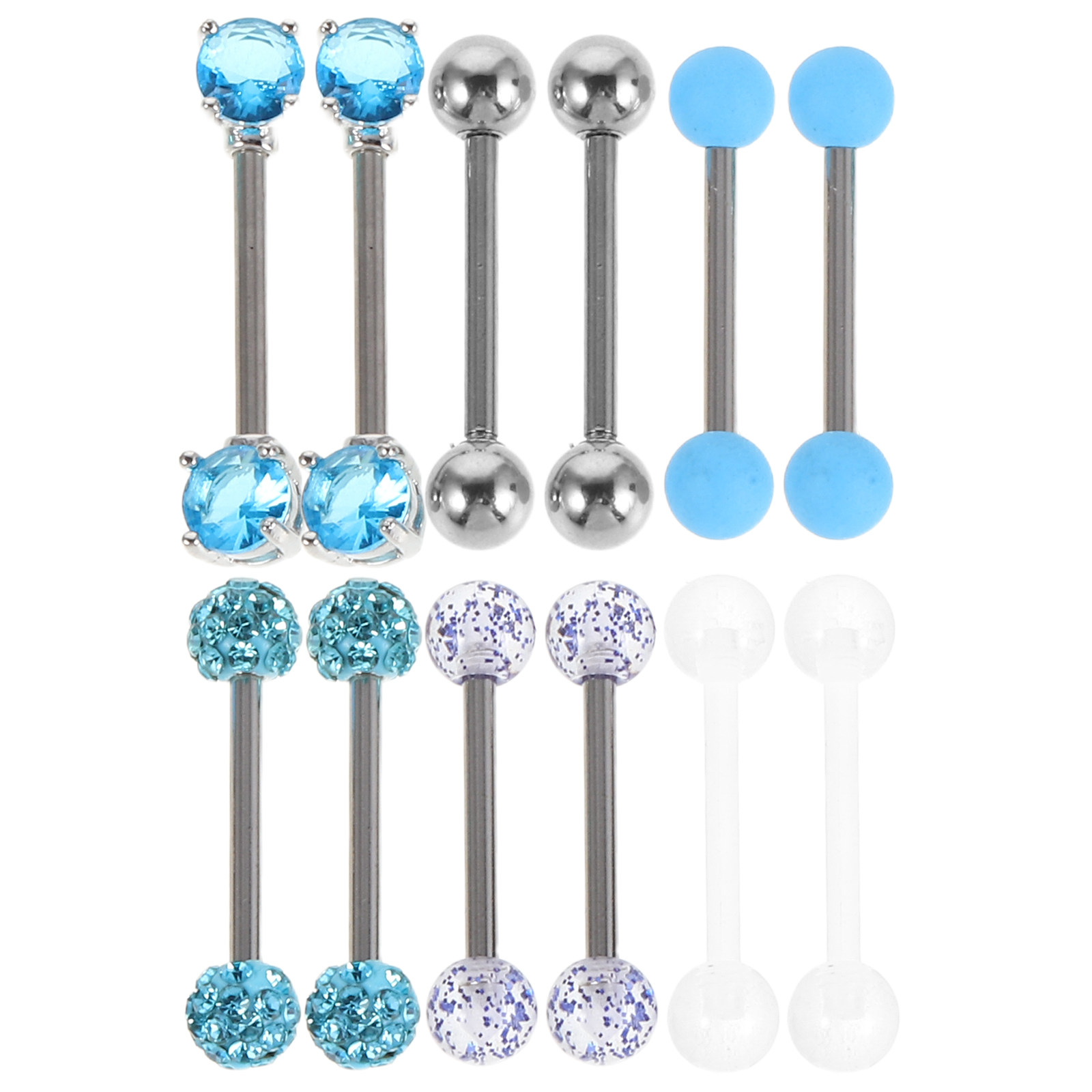 12Pcs Crystal Tongue Rings Sta - Body Jewelry For Sensitive Skin ulasan dan harga