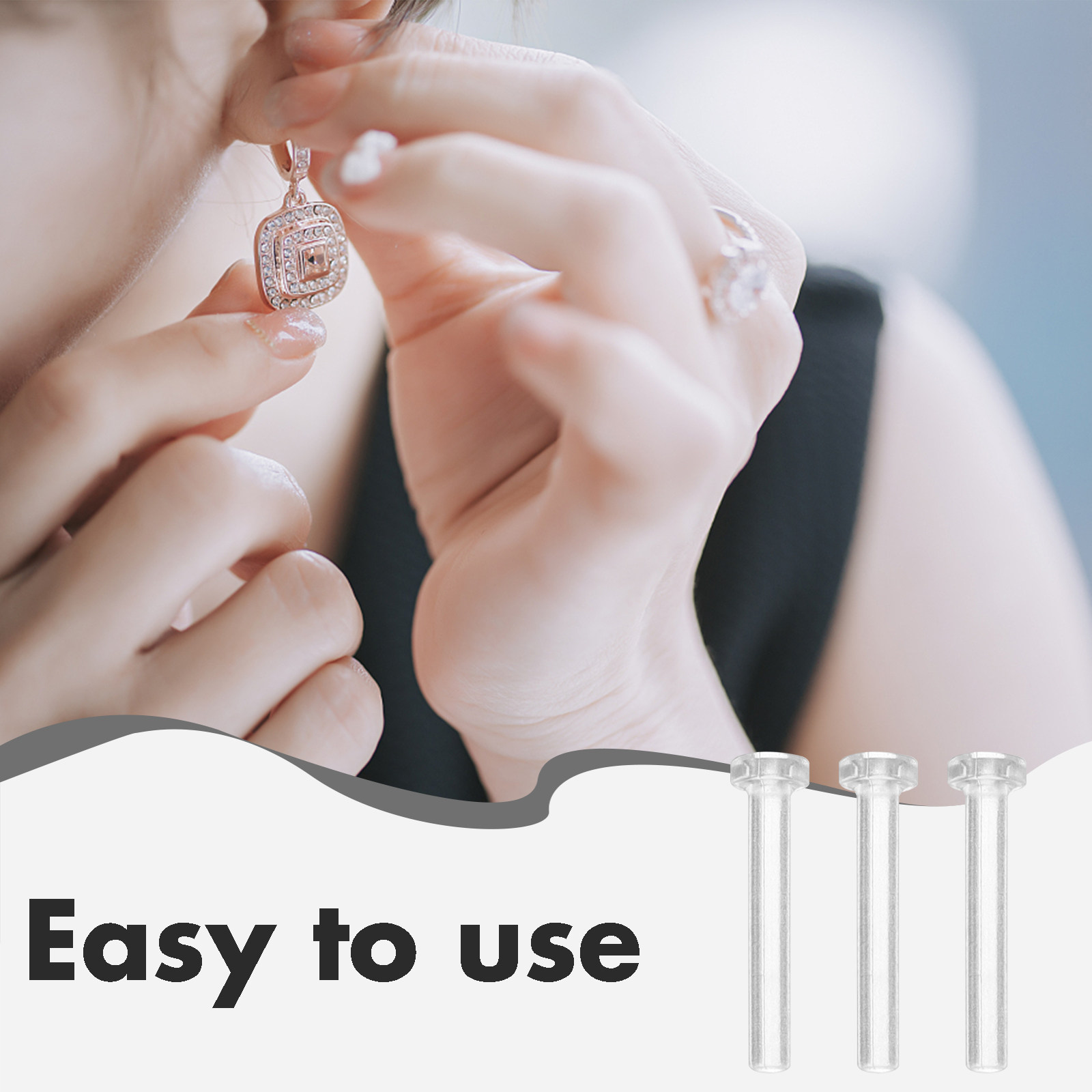 50Pcs Ear Pin Sleeves Transpar - Body Jewelry For Sensitive Skin ulasan dan harga
