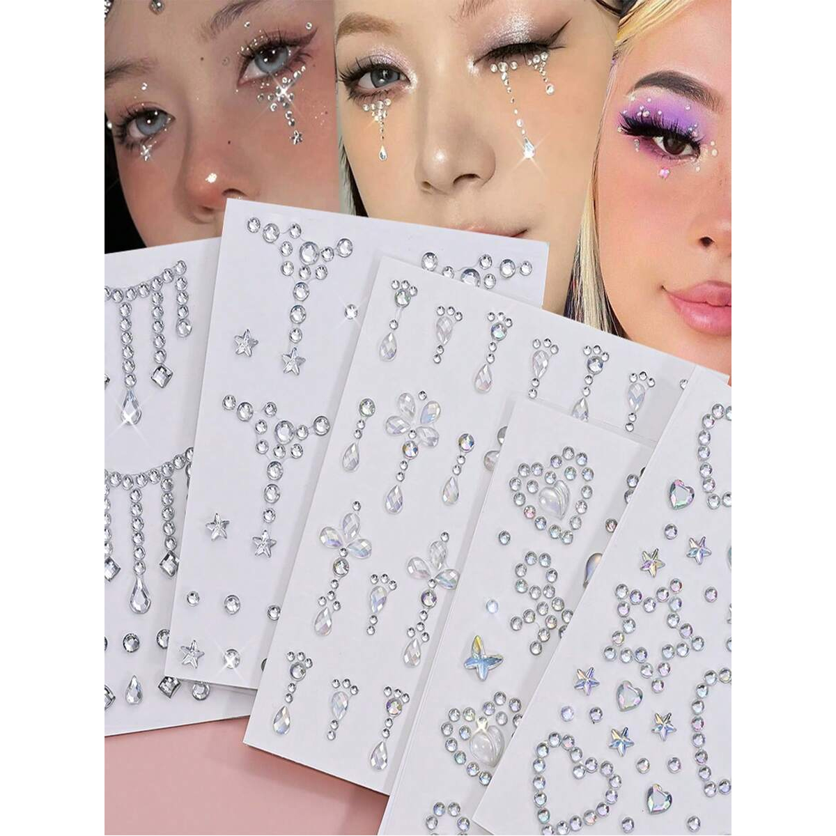 White Face Gems Self Adhesive  - Body Jewelry Rhinestone ulasan dan harga