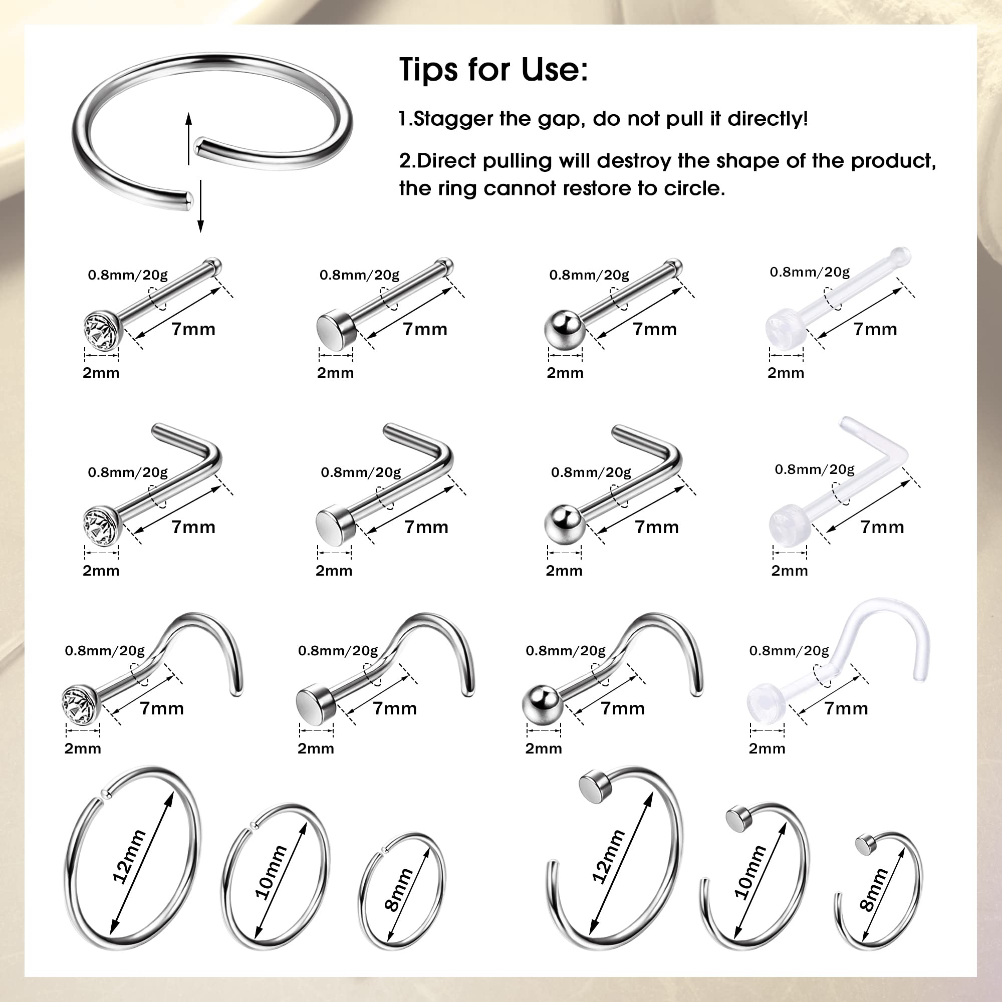1PCS Hypoallergenic Nose Ring  - Body Jewelry For Sensitive Skin ulasan dan harga