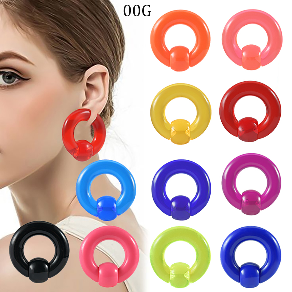 2/1PCS Colorful Acrylic BCR Bi - Body Jewelry Gauge Sizes ulasan dan harga