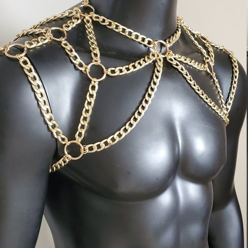 Punk Men Shoulder Body Chain B - Body Jewelry Men ulasan dan harga