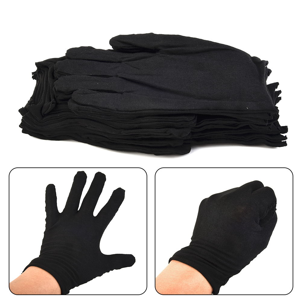 12 Pairs Black Cotton Gloves S - Body Jewelry Websites ulasan dan harga