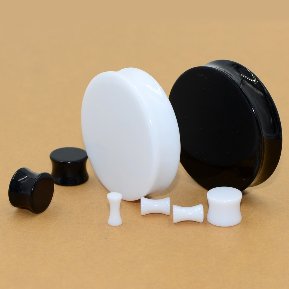 2Pair Acrylic Ear plugs White& - Body Jewelry Gauge Sizes ulasan dan harga