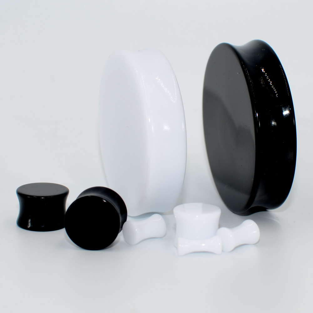 2Pair Acrylic Ear plugs White& - Body Jewelry Gauge Sizes ulasan dan harga