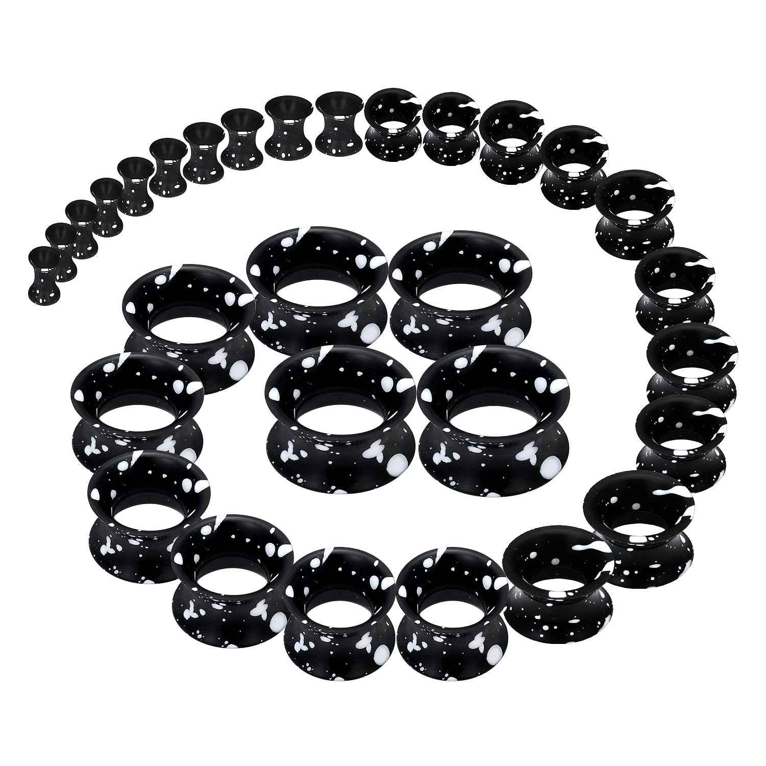 2Pcs Black Silicone Ear Gauges - Body Jewelry Gauge Sizes ulasan dan harga