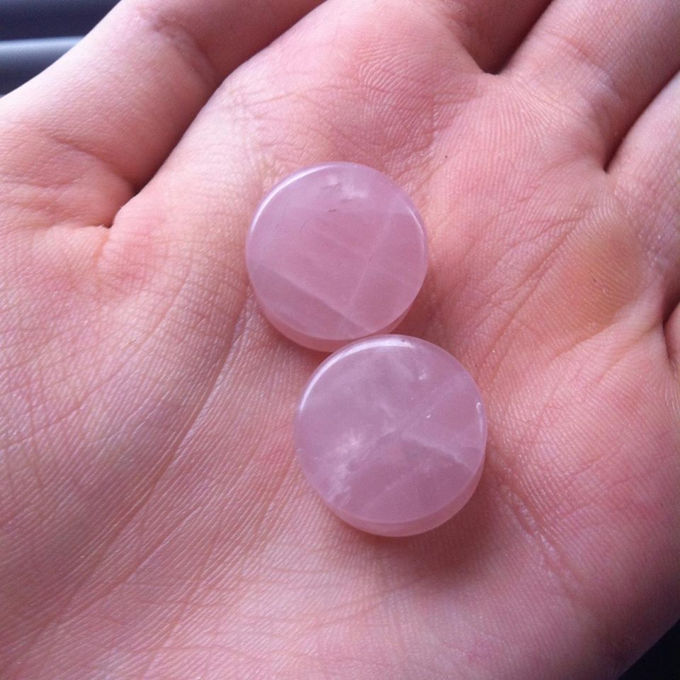 2Pc Pink Quartz Organic Stone  - Body Jewelry Gauge Sizes ulasan dan harga