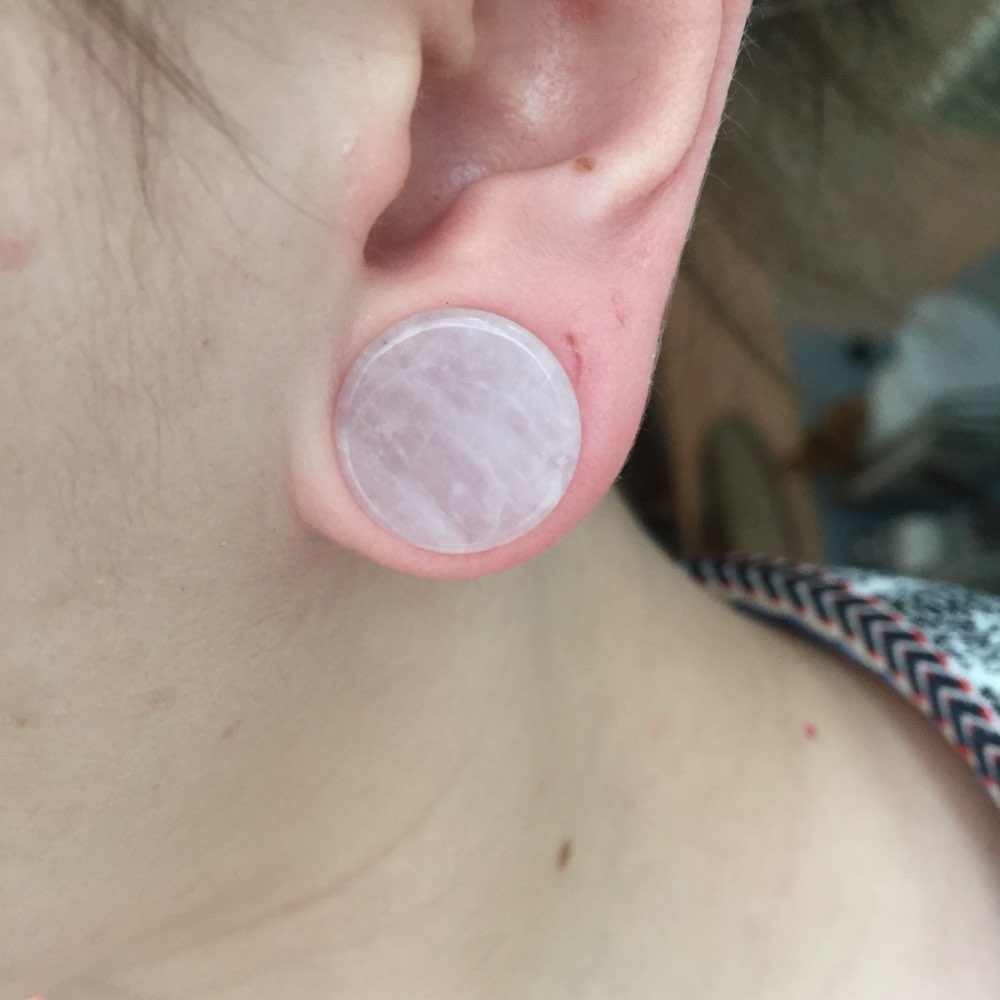 2Pc Pink Quartz Organic Stone  - Body Jewelry Gauge Sizes ulasan dan harga