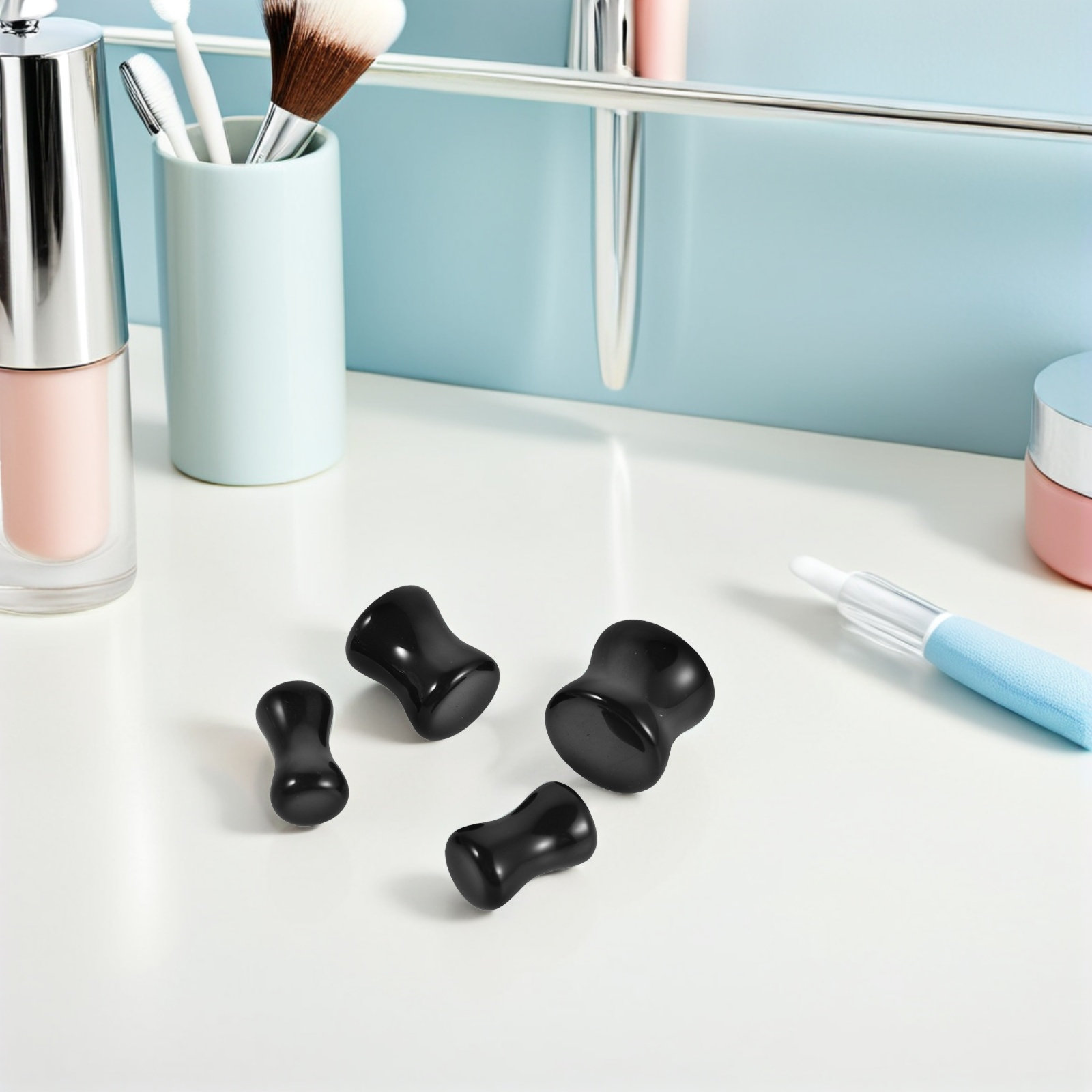 4Pairs Obsidian Ear Plugs Gaug - Body Jewelry Gauge Sizes ulasan dan harga