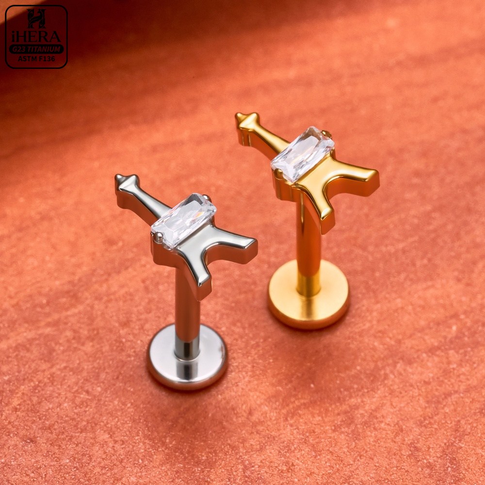 G23 Titanium Labret Segment He - Body Jewelry Vertical Labret ulasan dan harga