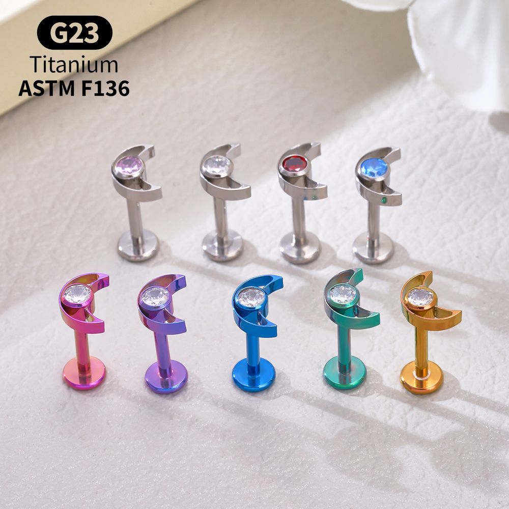 G23 Titanium Star Moon Labret  - Body Jewelry Vertical Labret ulasan dan harga