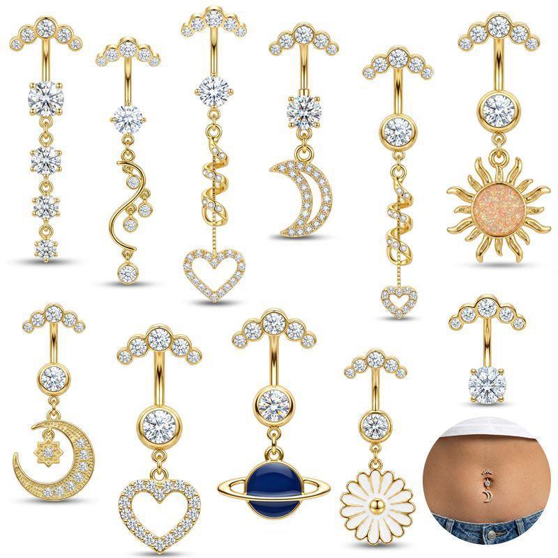 5 Pcs Stainless Steel Rhinesto - Body Jewelry For Sensitive Skin ulasan dan harga