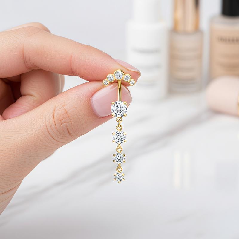 5 Pcs Stainless Steel Rhinesto - Body Jewelry For Sensitive Skin ulasan dan harga