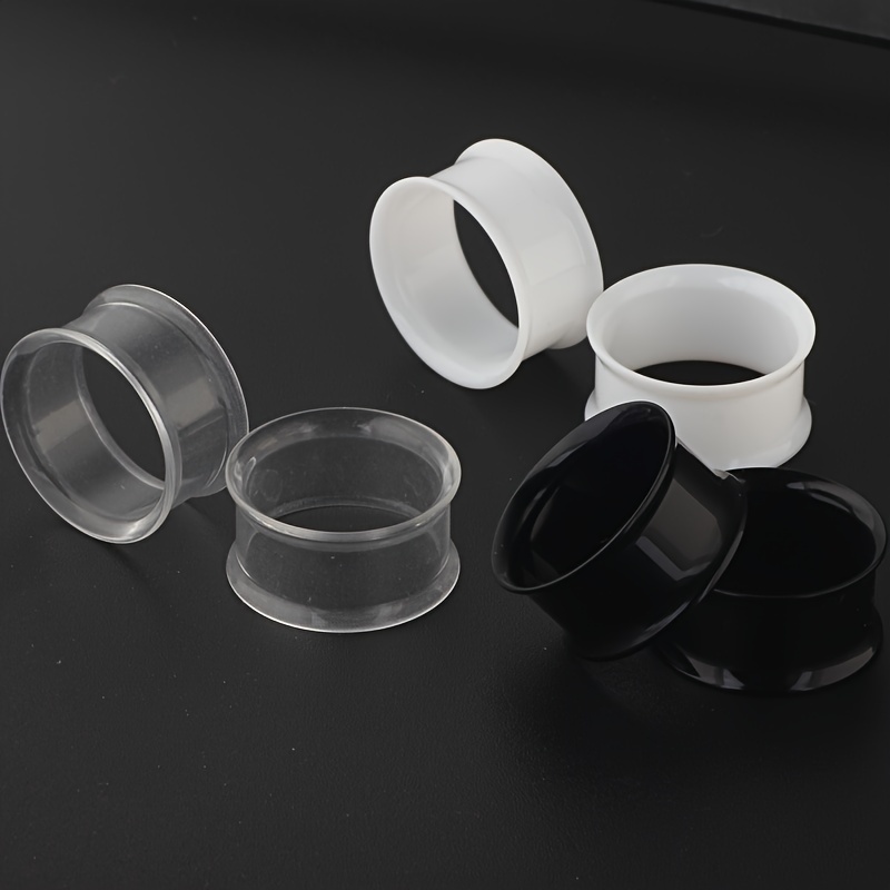 6pcs Hollow Acrylic Double Fla - Body Jewelry Gauge Sizes ulasan dan harga