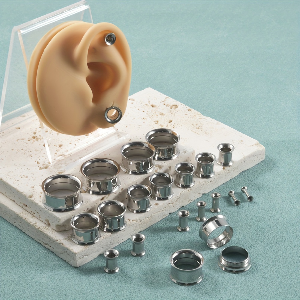 1 Pair/12 Pairs Set Stainless  - Body Jewelry Gauge Sizes ulasan dan harga