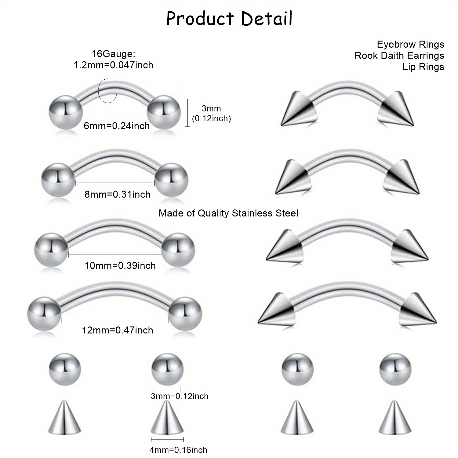 8pcs Rook Piercing Jewelry Roo - Body Jewelry Vertical Labret ulasan dan harga