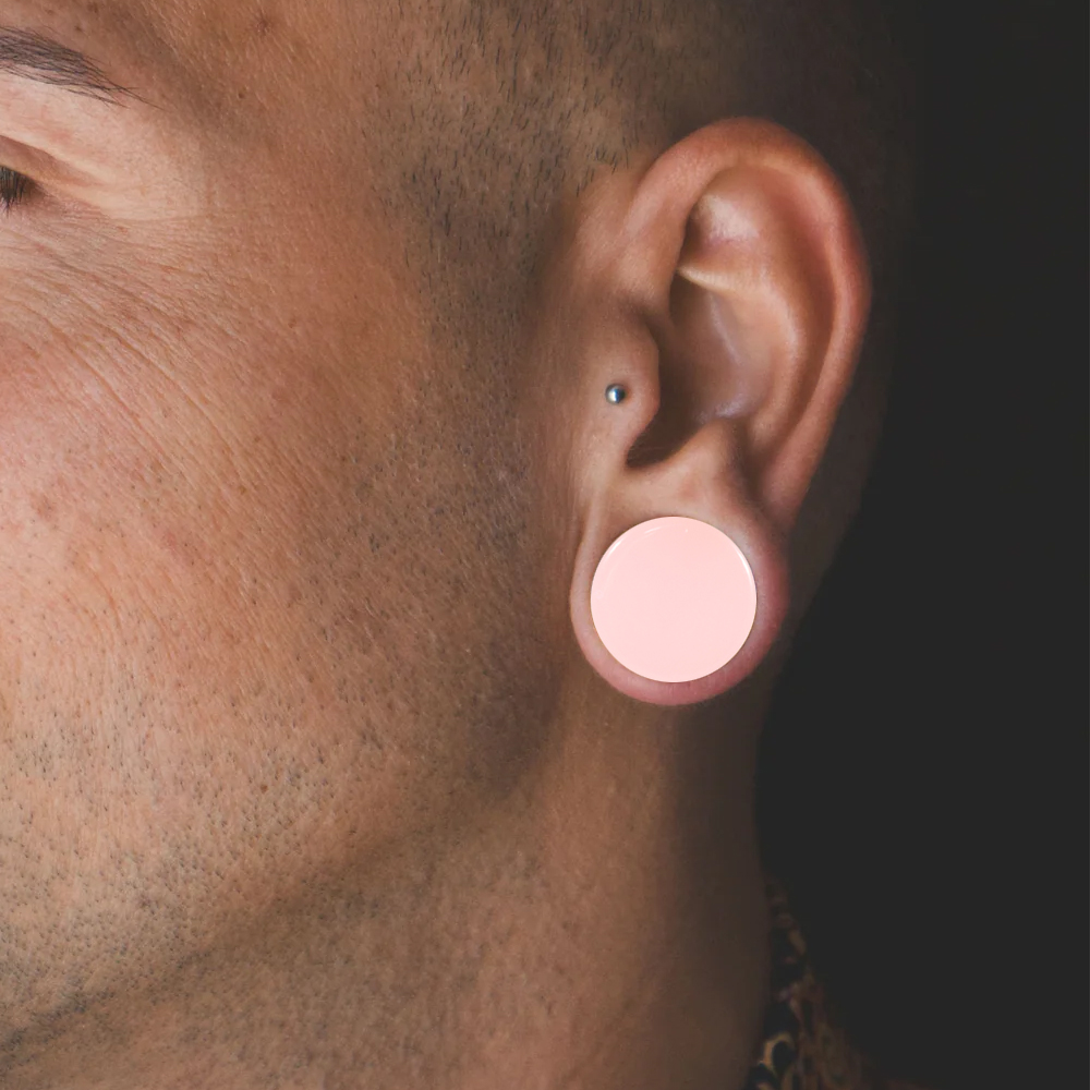 Pink Glass Ear Tunnel Plugs Ea - Body Jewelry Gauge Sizes ulasan dan harga
