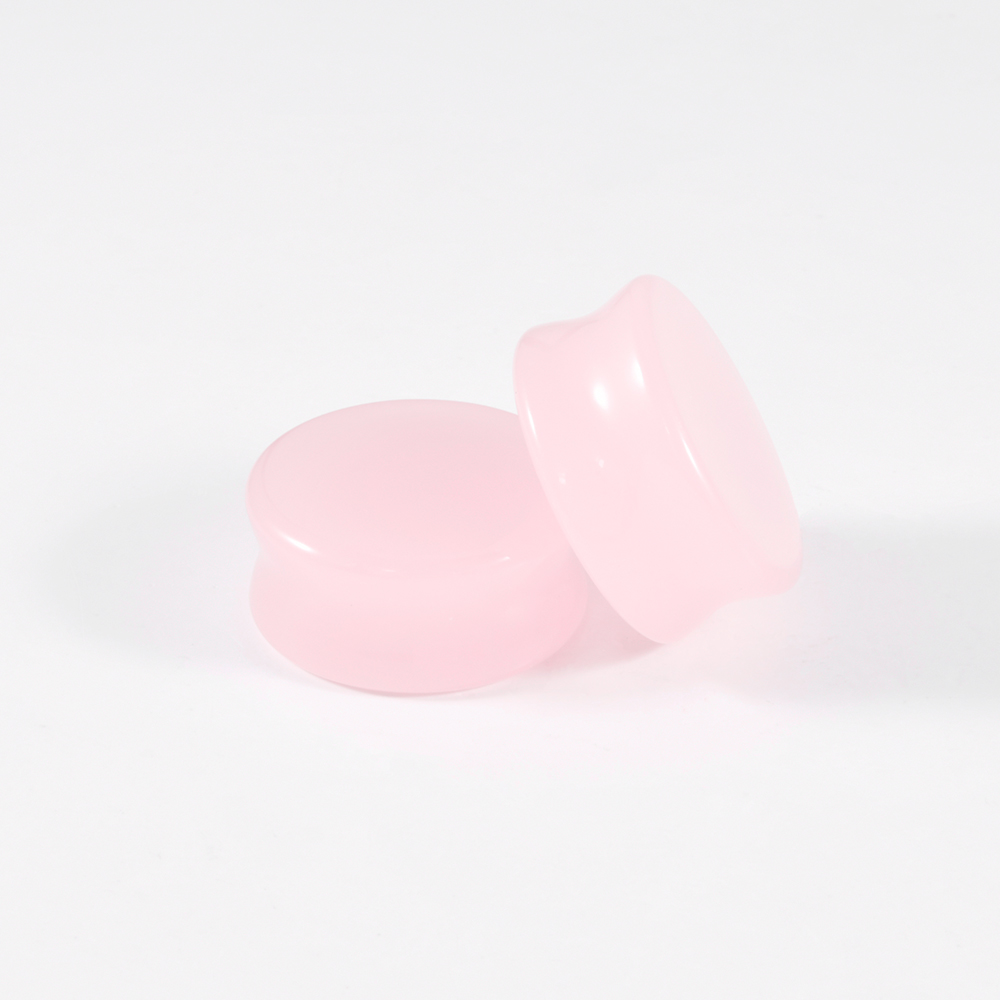 Pink Glass Ear Tunnel Plugs Ea - Body Jewelry Gauge Sizes ulasan dan harga