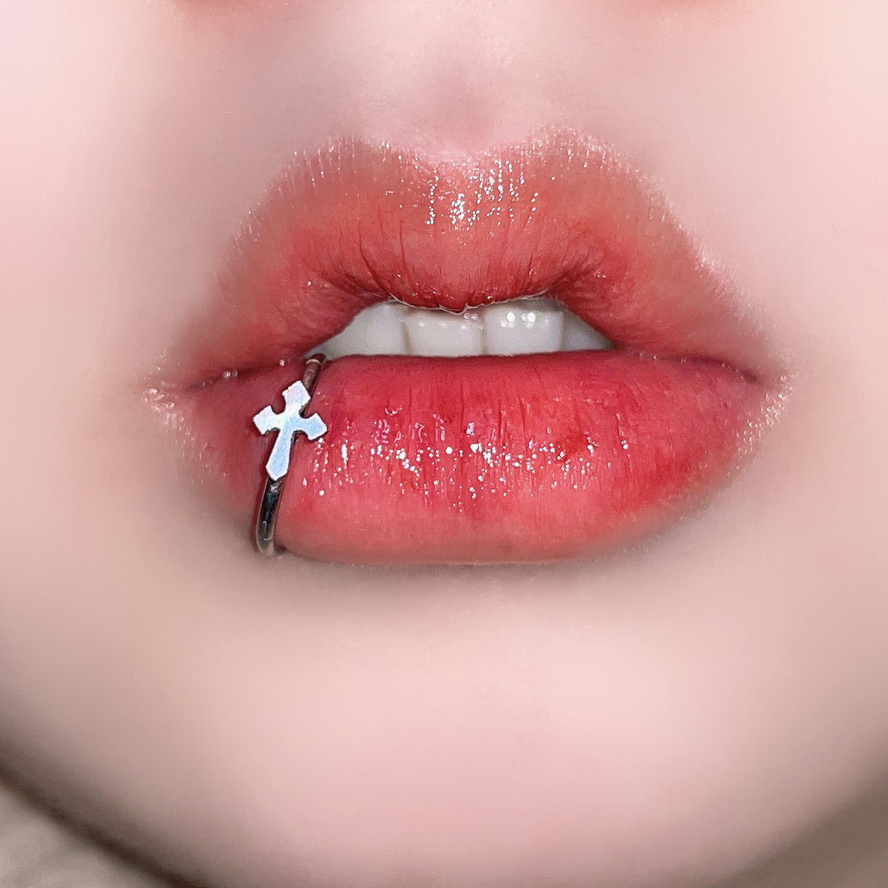 Stainless Steel Lip Ring Hinge - Body Jewelry Vertical Labret ulasan dan harga