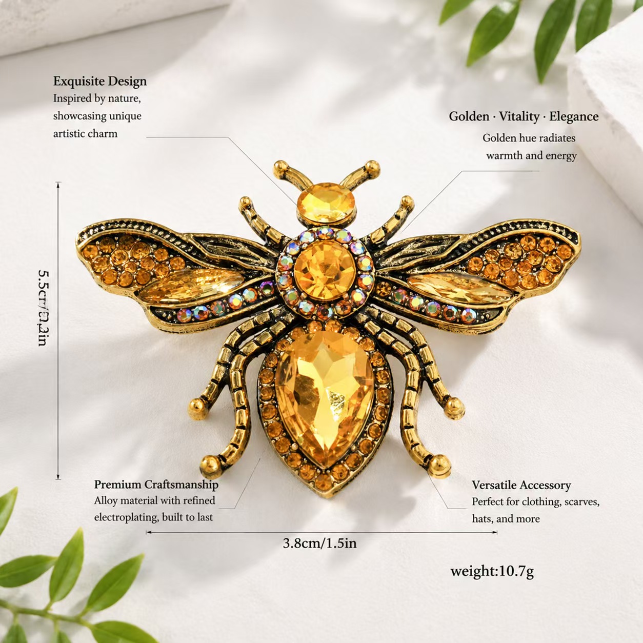 Retro gold bee brooch, yellow  - Body Jewelry Websites ulasan dan harga